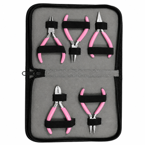 Stainless Steel Jewelry <b>Pliers</b> <b>Set</b> With Pink Handles For DIY Jewelry Making Tapered Baguette Cut Design - Product Image 6