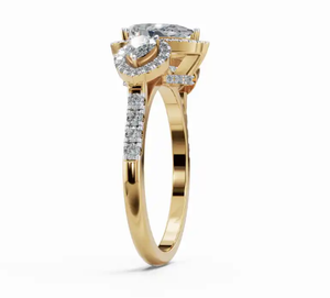 Bague en diamant Pear Designer à bande fendue, 1318 carats, 78 diamants, confectionnée en or jaune, rose ou blanc 9kt, 14kt ou 18kt, bijoux - Product Image 4