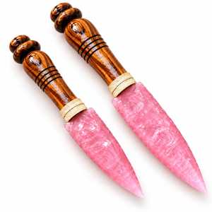 Dague en verre rose avec manche en bois fait main, athame fantaisie de 8/10 pouces pour décoration d'autel bohème et objet de collection - Product Image 5