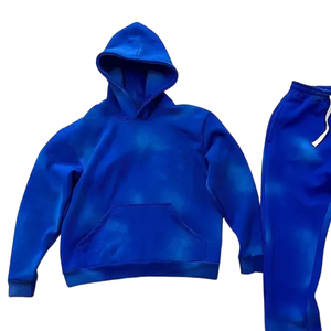 Conjunto de Chándal con Capucha para Hombre, 100% Algodón, Lavado Ácido, Estilo Urbano, Pantalones de Chándal con Efecto Desgastado, Personalizado, Vintage, Verano - Product Image 1