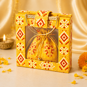 Sac de cadeaux design avec combo Potli et sac individuel pour cadeau de mariage, ensemble d'emballage pour cadeau de mariage Shagun, sac cadeau festif - Product Image 2
