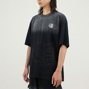 T-shirt personnalisé avec logo imprimé, effet délavé, pour homme, manches courtes, 100 % coton, coupe ample, couleur unie, séchage rapide, respirant - Product Image 3