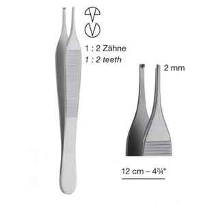Pinzas Adson Bayonet Kocher de 6.25 pulgadas, 1x2 dientes, instrumentos ORL premium, juegos de acero inoxidable alemán de alta calidad - Product Image 1
