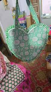 <b>Heart</b> Shape Fashionable Cotton Tote <b>Bag</b> for Women-Valentine Gift Spring/Autumn Season 16 Inches - Product Image 4