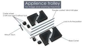Carrito Multiusos para Electrodomésticos |   Base para Refrigerador y Lavadora con Ruedas con Bloqueo para Cocina y Baño - Product Image 4