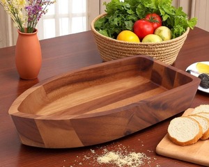 Ensaladera de Madera de Acacia en Forma de Barco, Tazón Grande Hecho a Mano para Servir Ensaladas, Frutas y Bocadillos - Product Image 2