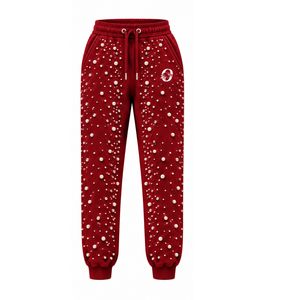 <b>Red</b> Pearl Beaded Jogger Pants <b>Women</b> Fashion Embellished Drawstring Sweatpants Luxury Casual Streetwear Fleece <b>Trousers</b> - Product Image 1