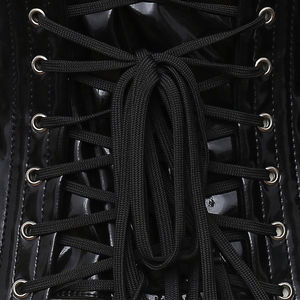 <b>Gothic</b> Genuine Leather Corset Waist Trainer with Zipper Closure High Street Style Unisex Black Solid - Product Image 5