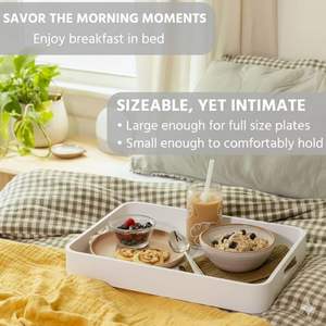 Plateau de service en bois de qualité supérieure, couleur blanche, pour table à manger, plateau pour le petit-déjeuner, plateau pour le café, plateau pour les desserts, disponible - Product Image 4