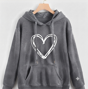 Sudadera con Capucha Gris para Mujer, Marca White Bird Express, Estilo Casual, Manga Larga, con Cordón Ajustable y Bolsillo Tipo Canguro, 100% Algodón - Product Image 1