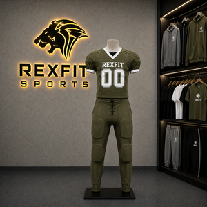 Ensemble de maillot et pantalon de football américain unisexe Rexfit, sublimé, respirant, en mesh, col en V, sans manches, évacuant l'humidité, élastique - Product Image 3