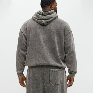 Sudadera con Capucha Gris Vintage para Hombre, con Tachuelas, Borde Deshilachado, Estilo Grunge, Oversize, de Salamons Wears - Product Image 5