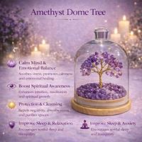 Arbre de Vie en Cristal Naturel avec Dôme d'Amour, Boîte Premium, Bonsaï, Arbre à Argent Feng Shui, Guérison des Chakras, Décoration d'Intérieur, Cadeau