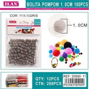Bolas de Pompones Ilan de 1.0 cm, Grises, 100 Unidades, para Decoración y Manualidades - Product Image 3