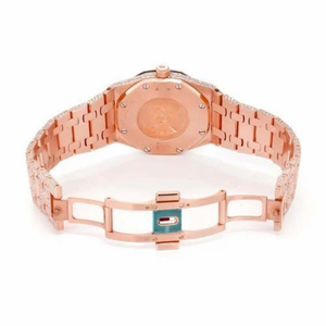 Montre de luxe entièrement sertie de moissanite, en acier inoxydable or rose, cadran noir, style diamant, étanche, fournisseur de montres-bracelets - Product Image 4