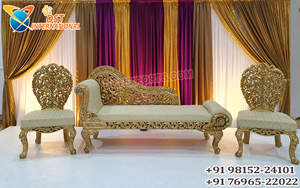Maharaja Style Wedding <b>Sofa</b> Set With Chairs Dreamlike Modern White <b>Gold</b> King & Queen Loveseat <b>Sofa</b> Reasonable Price Australia - Product Image 6