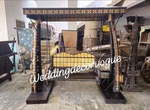 Mehndi Haldi <b>Wedding</b> Jhula Swing Wooden Carved Bench Seating <b>Frame</b> for Stage Decor Indian Mandap Event Furniture Set - Product Image 2