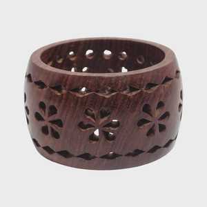 Handmade Wooden Sheesham Fashion Bangles Velura Carve & Aureva Contour Bracelets Sustainable Jewelry Statement - Product Image 3