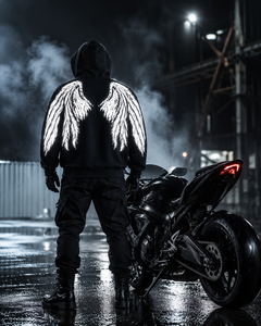 Reflective Angelic Print Polyester/Cotton 320g Breathable Unisex Motorcycle Hoodie CE Approved Removable <b>Protectors</b> Riding - Product Image 1