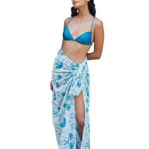 Poncho de plage en coton jacquard personnalisé, imprimé uni, rayé et floral, sarong, vêtements de plage pour femmes enceintes, maillot de bain avec motif animal - Product Image 4