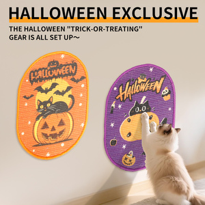 Halloween Purple Pumpkin Wall Cat Scratcher <b>Pad</b> Sisal <b>Scratch</b> Board Cat Claw <b>Pad</b> for Indoor Cats - Product Image 1