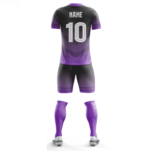 Uniformes de Fútbol al por Mayor, Económicos, Personalizados, Cómodos y Transpirables, Camiseta de Manga Corta y Pantalones Cortos, Sublimados, Color Morado, 100% Poliéster - Product Image 5