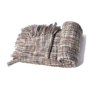 Manta de algodón artesanal tejida a mano, manta naranja oxidada con tejido y borde de borla, perfecta para decoración de sofá cama - Product Image 2