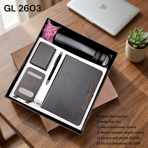 5 In 1 Corporate <b>Gift</b> <b>Set</b> With A5 Notebook Metal Ball Pen Bottle Mobile Stand And <b>Stationery</b> Stand For Office Work Needs - Product Image 6