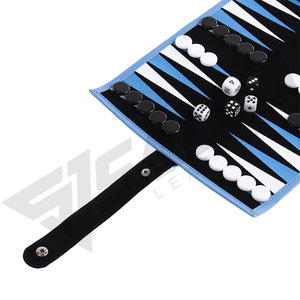 Nouvel ensemble de jeu de backgammon enroulable en cuir PU carré de haute qualité, fait main, écologique, 10 pièces, design personnalisé pour fête - Product Image 5