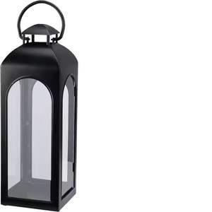 Lanterne à bougie en métal noir, lanterne décorative suspendue, panneau en verre, porte-bougie d'intérieur et d'extérieur, décoration de maison, de jardin et de mariage - Product Image 1