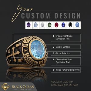 Bague d'Université Personnalisée BOJ RCJ 012 en Argent et Diamant, Unisexe, Cadeau de Remise de Diplôme, Occasions Spéciales, Prix Bas - Product Image 6