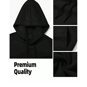 Sweat-shirt à capuche oversize noir pour homme, couleur unie, décontracté, en coton French Terry, pull-over, streetwear d'automne - Product Image 5