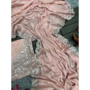 Robe de soirée design Saree de fête élégant avec séquence et broderie - Product Image 1