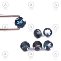 Topaze bleue de Londres naturelle de 5 mm, taille brillante, pierre lâche de haute qualité, nette et irisée, pour la fabrication de bijoux