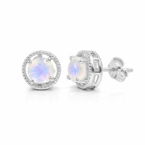 Ishime Jewels 925 Sterling Silver Tanzanite Cabochon Halo Stud <b>Earrings</b> Gold Rhodium Plated Minimalist Wedding Anniversary Party - Product Image 3