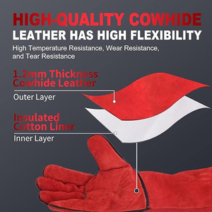 MaxiPact Heavy Duty 12Inch Welding 100% <b>Wool</b> Fire/Heat Resistant Warehouse Animal Handling Protective Work <b>Gloves</b> Touchscreen - Product Image 2