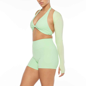 New Style Custom Design Logo Sublimation Print Customized 3 Piece Workout Yoga Sets for Women High Waisted - Product Image 3