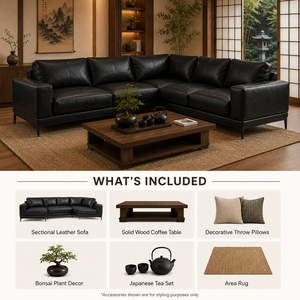 Luxury Genuine Leather Sectional <b>Sofa</b> Modern L-Shaped Couch with Solid Wood Frame for Living Room Apartment Penthouse Hotel - Product Image 4