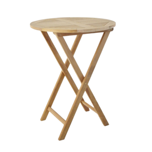 <b>Round</b> Wooden Folding <b>Bistro</b> <b>Table</b> with X-style Legs and Natural Finish – suitable for indoor or outdoor use. - Product Image 3
