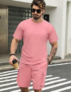 Men Summer Short Set Crewneck <b>T</b> Shirt and <b>Track</b> Shorts 2 Piece Outfit Bulk Supplier - Product Image 1