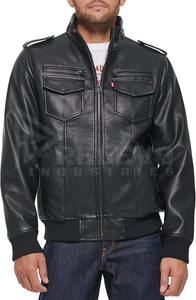 เสื้อแจ็คเก็ตหนังแท้คุณภาพสูง RELEVO INDUSTRY  แบบเย็บลาย  รักษ์โลก  ออกแบบตามสั่ง OEM สำหรับผู้ชาย ฤดูหนาว สินค้าขายส่งจากสหรัฐอเมริกา - Product Image 3