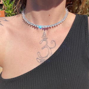 Collar de cadena de eslabones de plata de ley con moissanita talla corazón, estilo tenis, con incrustaciones de diamantes, joyería Hip Hop Bling, regalo para mujer - Product Image 1