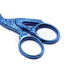 Ciseaux de manucure professionnels en acier inoxydable bleu à lame droite, pointe affûtée, trou rond, outils de soin des ongles pour adultes, coupe-cuticules - Product Image 2