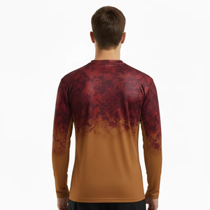 <b>Men</b>’s Long Sleeve T Shirt Quick Dry Polyester Gradient Sublimation Print Custom Apparel OEM Bulk Manufacturer - Product Image 5