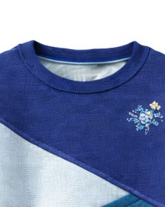 Sudadera de Mujer en Bloques de Color Azul Rey y Verde Azulado, de Forro Polar Suave, Cuello Redondo, Informal, para Invierno, con Detalle Bordado, Prenda Superior de Moda - Product Image 5