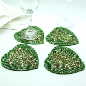 Modern Cut <b>Beaded</b> Glass Cocktail <b>Coasters</b> Reusable Home Accent for Housewarming Gifts - Product Image 6