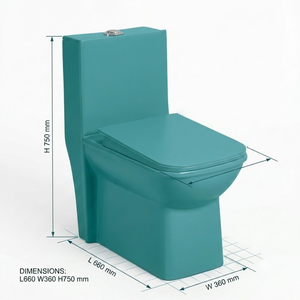 โถสุขภัณฑ์แบบชิ้นเดียวทันสมัย สีเขียวด้าน ระบบชำระล้างแบบ Washdown ฝาปิด PP สำหรับโครงการต่างๆ - Product Image 3