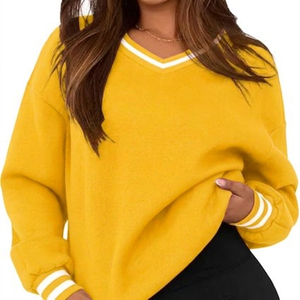 Sudadera Unisex con Cuello en V, Oversize, 100% Algodón Ecológico, Transpirable, Tejida, Informal para Mujer, Color Liso - Product Image 5