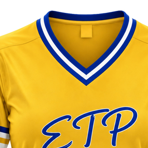 Camiseta de Hockey Sigma Gamma Rho para Mujer, Dorada, con Gráfico de Letras Griegas Personalizadas, Cuello en V, Manga Corta, Ropa Deportiva de Moda para Hermandades - Product Image 6