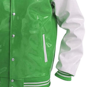 Chaqueta Varsity de Cuero PVC para Hombre, Estilo Retro Universitario de Béisbol, con Cuello Alto y Logotipo Frontal, Nueva Llegada 2026 - Product Image 4
